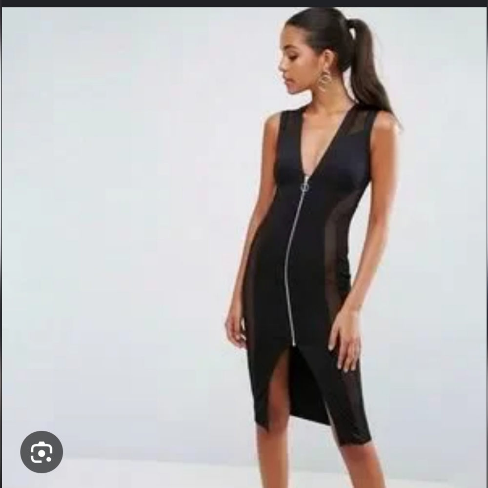 ASOS Black and Silver Sleeveless Bodycon Midi Dress